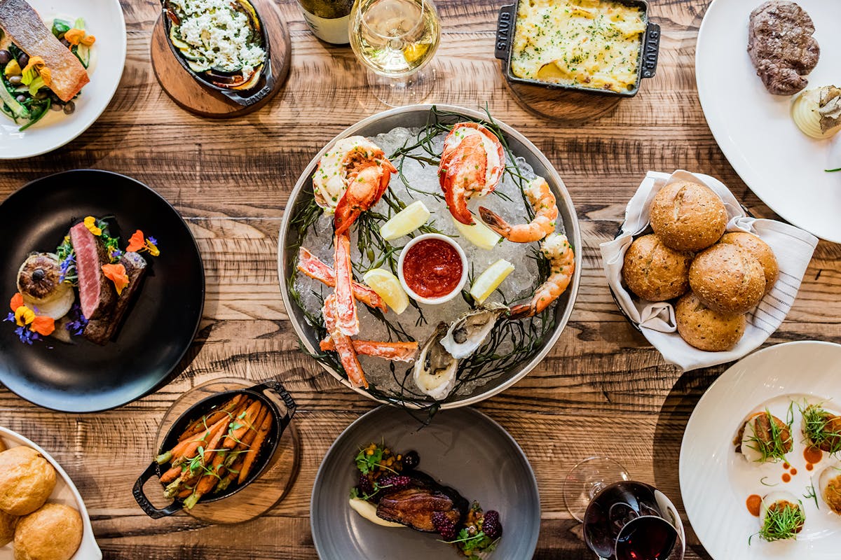 a bunch of different types of food on a plate